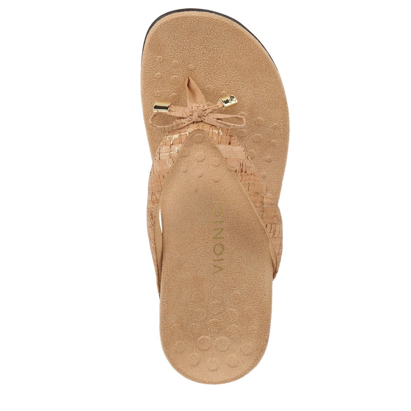 Vionic Women's Rest Bella II Toepost Sandal - Ladies Flip Flop with Concealed Orthotic Arch Support Gold Cork 9.5 Medium US - Image 5